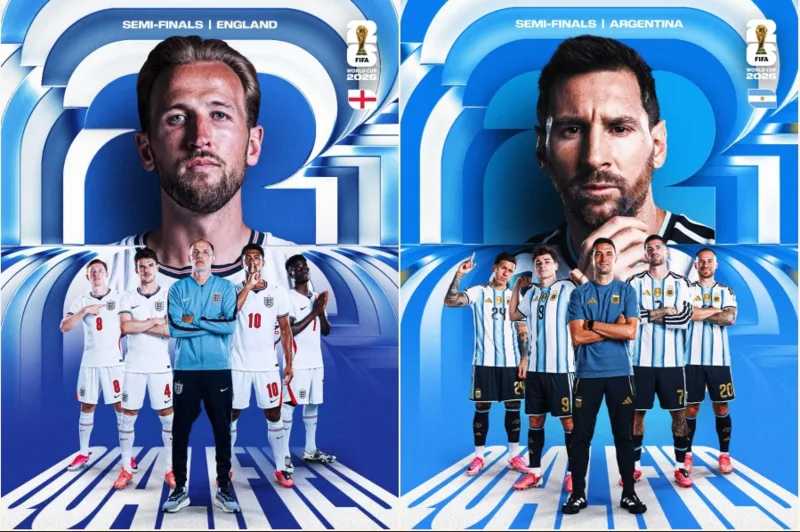 Dự đoán bán kết World Cup 2026 nghiêng nhẹ về khả năng Anh hòa Argentina 1-1 sau 90 phút trước khi thắng 2-1 trong hiệp phụ