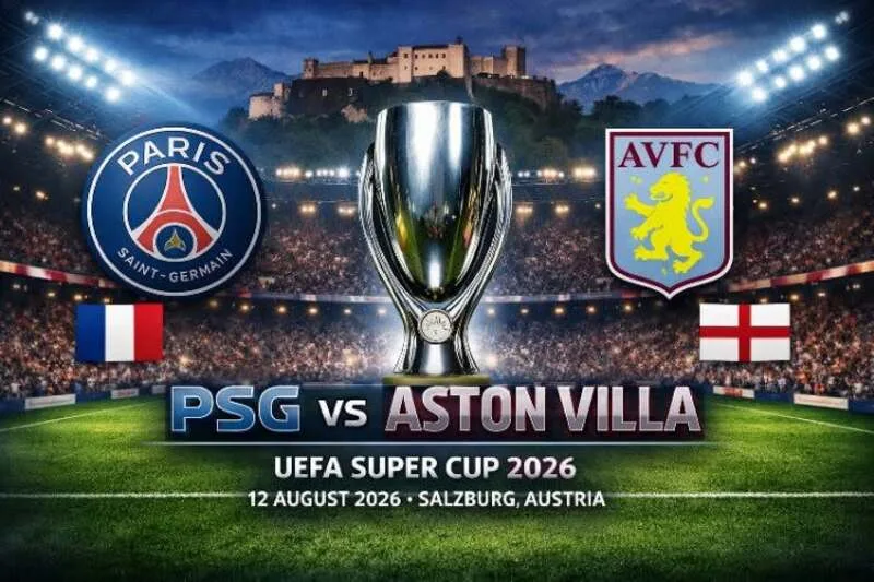 Siêu cúp châu Âu 2026 dự kiến diễn ra tại Stadion Salzburg, Áo, giữa PSG và Aston Villa